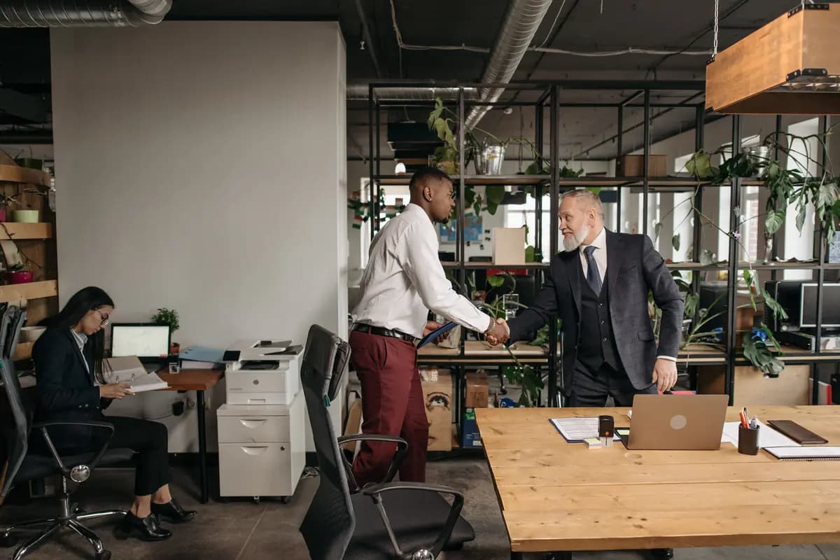 Business partners beginning a financing discussion